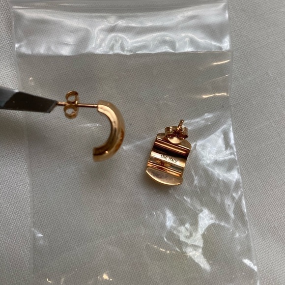 New 18k Rose Gold Half Hoop Chunky Earrings, Bold, Bubble, Cloud - Picture 5 of 7